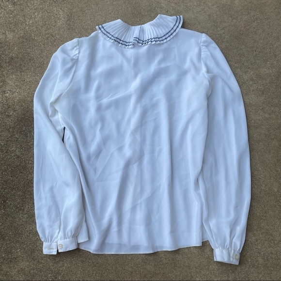 St. John Pleated Collar Button Down Blouse - Picture 5 of 8